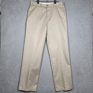 George Pants Mens Size 34x34 Khaki Beige Wrinkle Resistant Relaxed Straight NEW